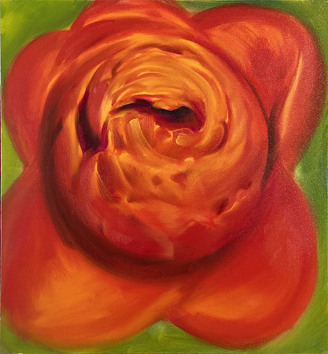 Orange Peony oil on canvas